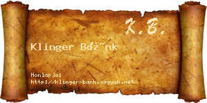 Klinger Bánk névjegykártya